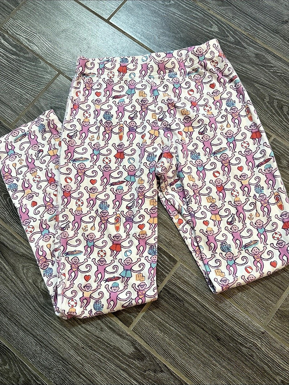 Roller Rabbit Newport Beach Monkey Print Cotton lounge Leggings Extra Small